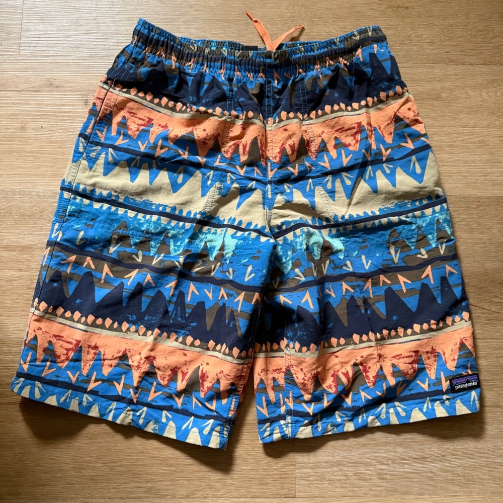 Patagonia Kids XL Swim Trunks Shorts Elastic Waist‎ Drawstring Geometric Print